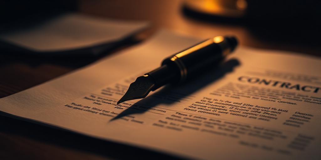 Fountain pen resting on a signed contract