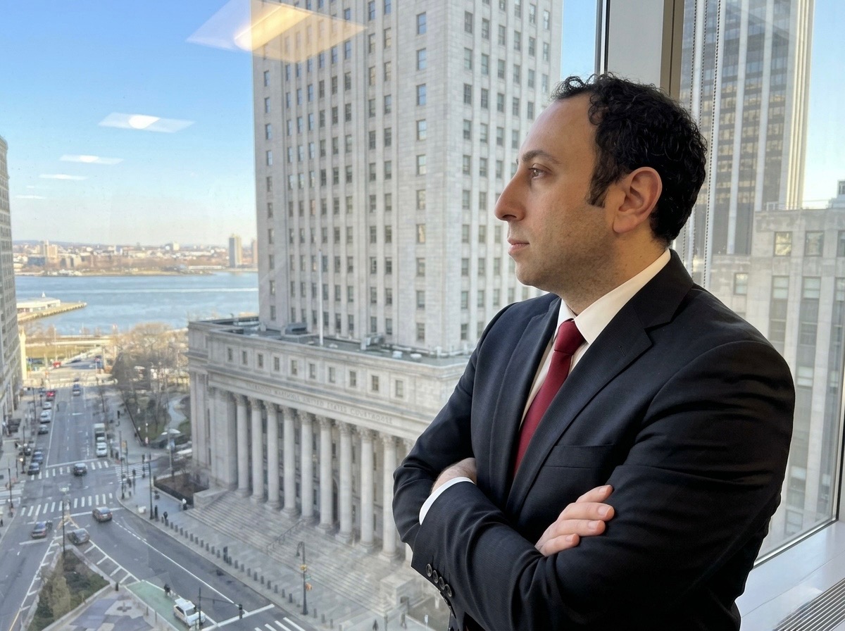 Steven B. Jacobs overlooking the New York courthouse district